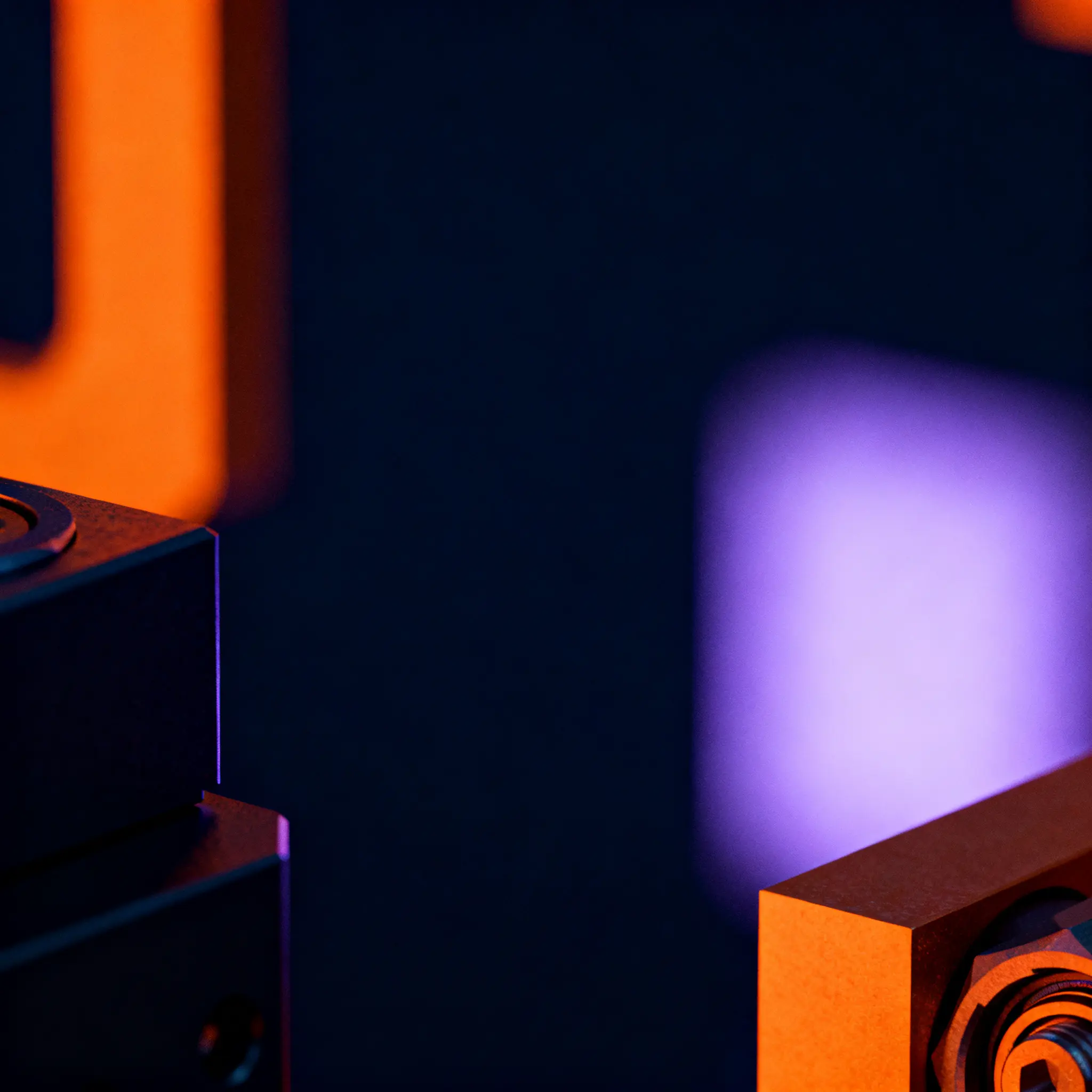 Close-up of industrial equipment with warm ambient lighting